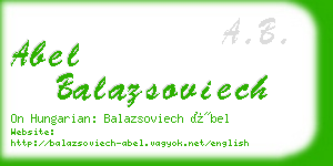 abel balazsoviech business card